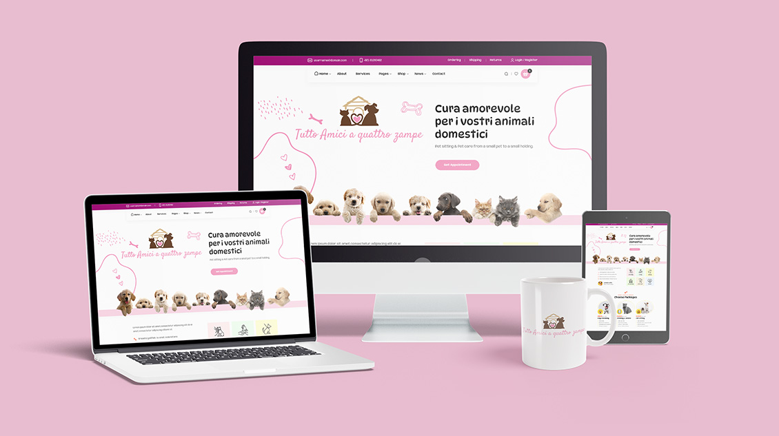Logo Paw Pals creato con Logo Maker per un negozio di animali specializzato nella cura e nell'assistenza di animali domestici, utilizzato per il design di siti web professionali per la vostra azienda.