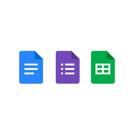 Icone delle applicazioni Google Documenti, Fogli e Moduli.