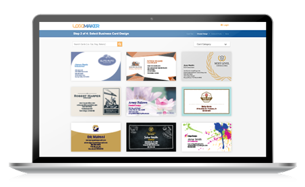 Computerbildschirm mit Anzeige möglicher Visitenkartenvorlagen