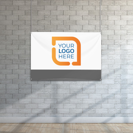 Medium custom banner design with a sample logo design in the center