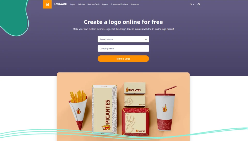 Online form for creating a logo using LogoMaker